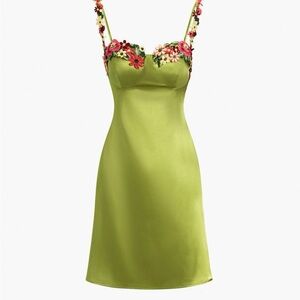 Floral Embroidered Green Dress